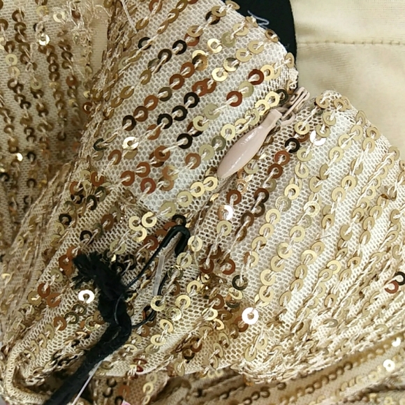 NWT Milk & Honey Gold Sequin Slit Elastic Waist Hidden Zipper Skirt M - Picture 5 of 8